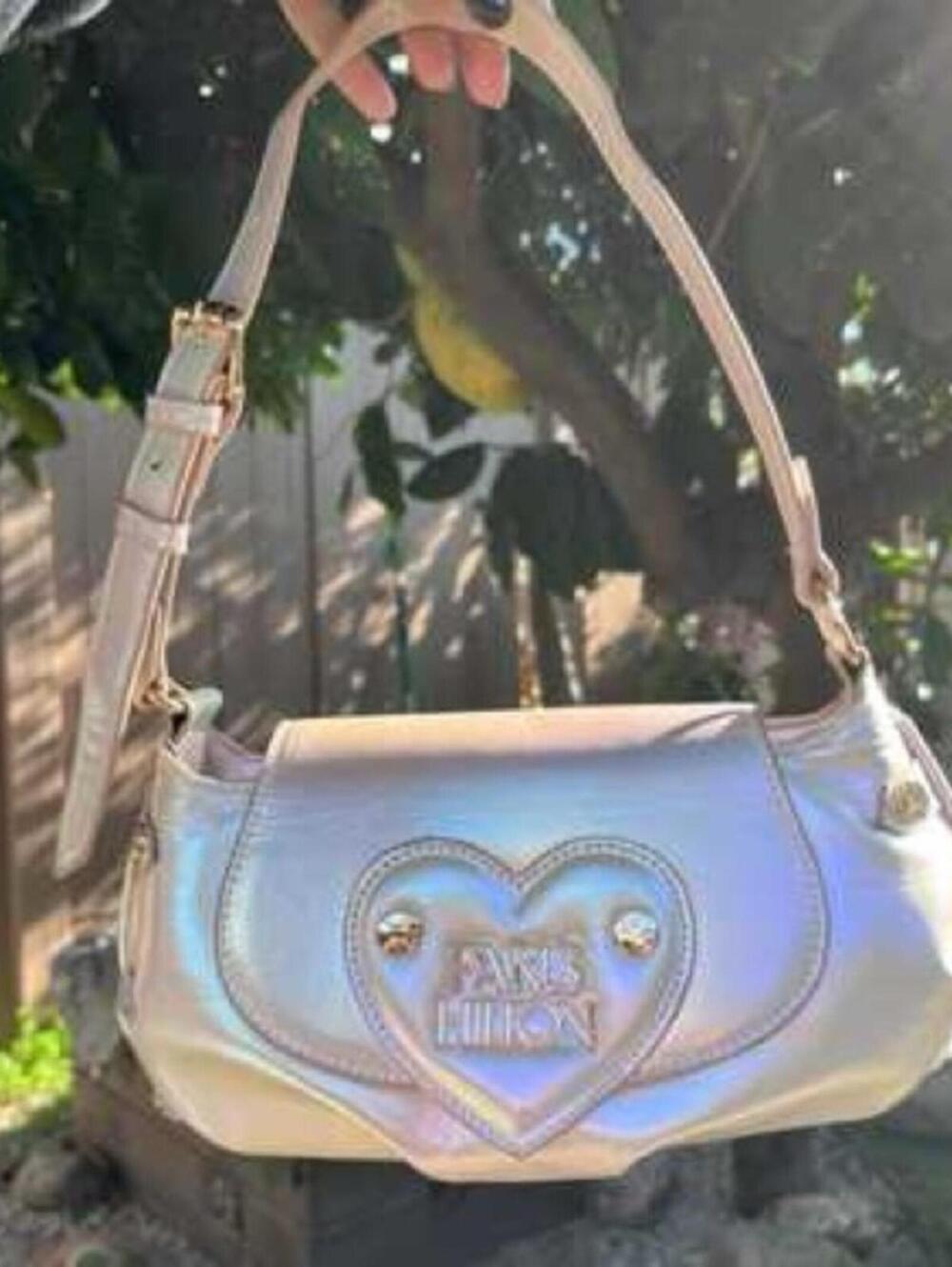 Paris Hilton Iridescent White Shoulder Bag with Heart Detail - New with Tags